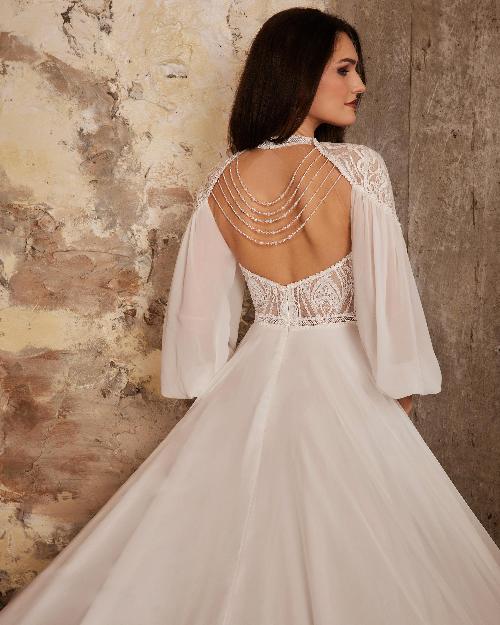 Lp2235 high neck boho wedding dress with long sleeves and open back1